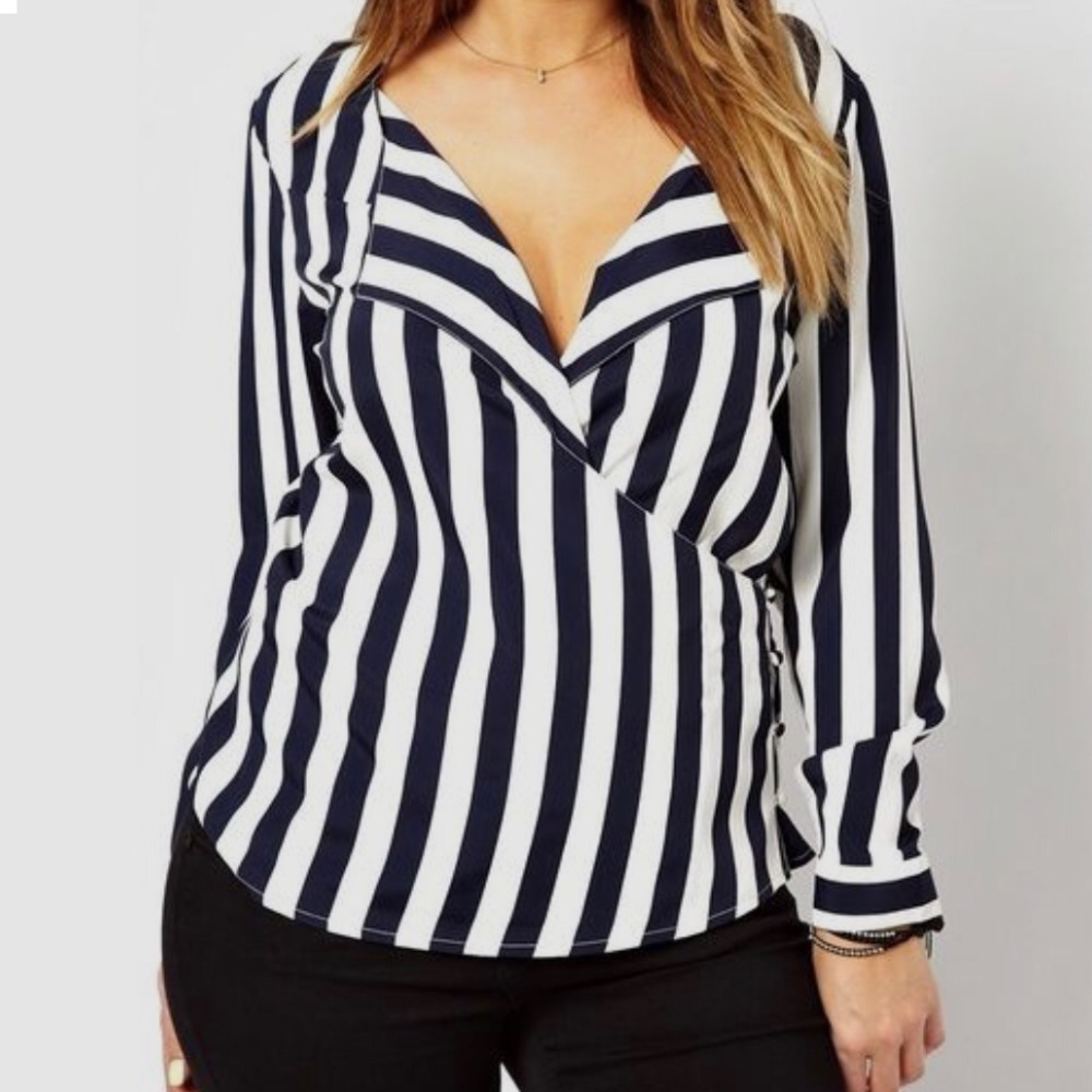 ASOS Curve Striped wrap top size US 14